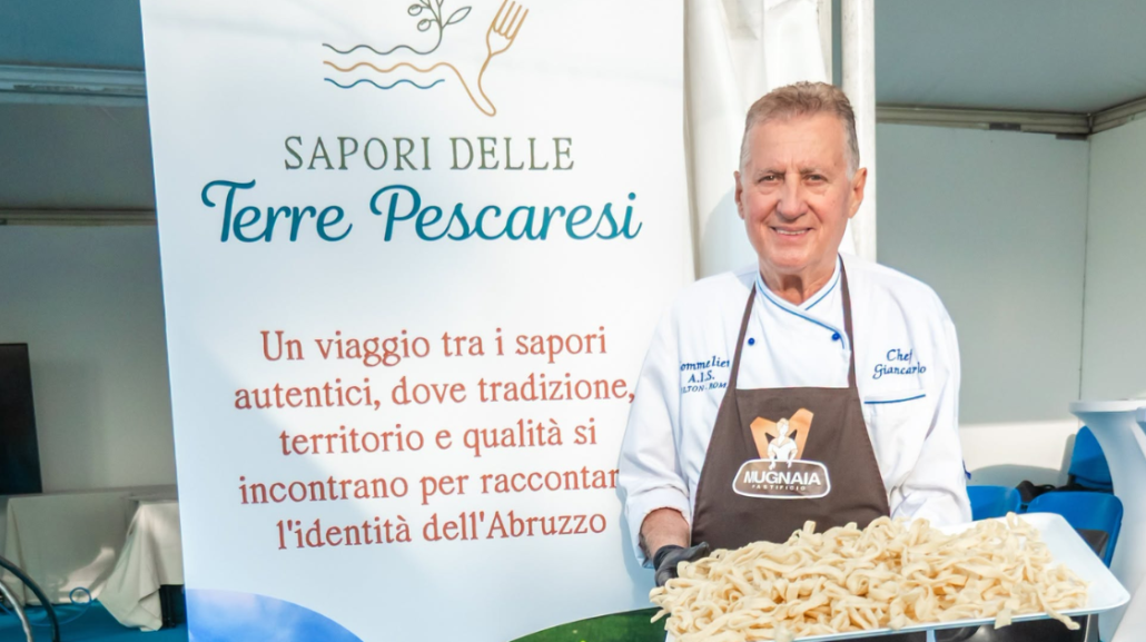 Giancarlo Saraceni, con la pasta alla Mugnaia